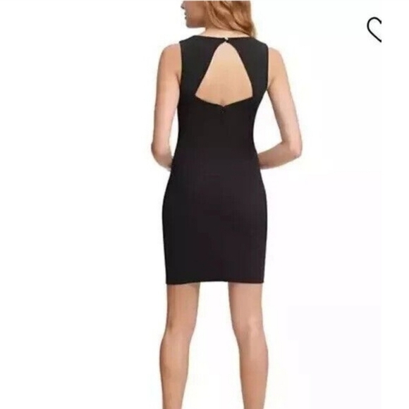 Guess 1981 Black Scuba Crepe Sweetheart Neck Sheath Womens Dress Size 14 - Picture 3 of 8